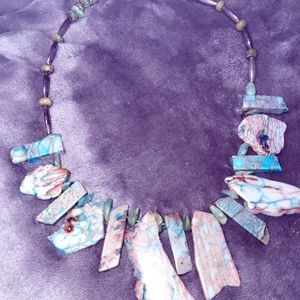 Abstract,  beaded Turquoise Necklace